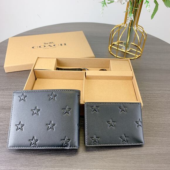 Coach CW350 Boxed 3 In 1 Wallet Gift Set With Star Print IN Black - Picture 3 of 6
